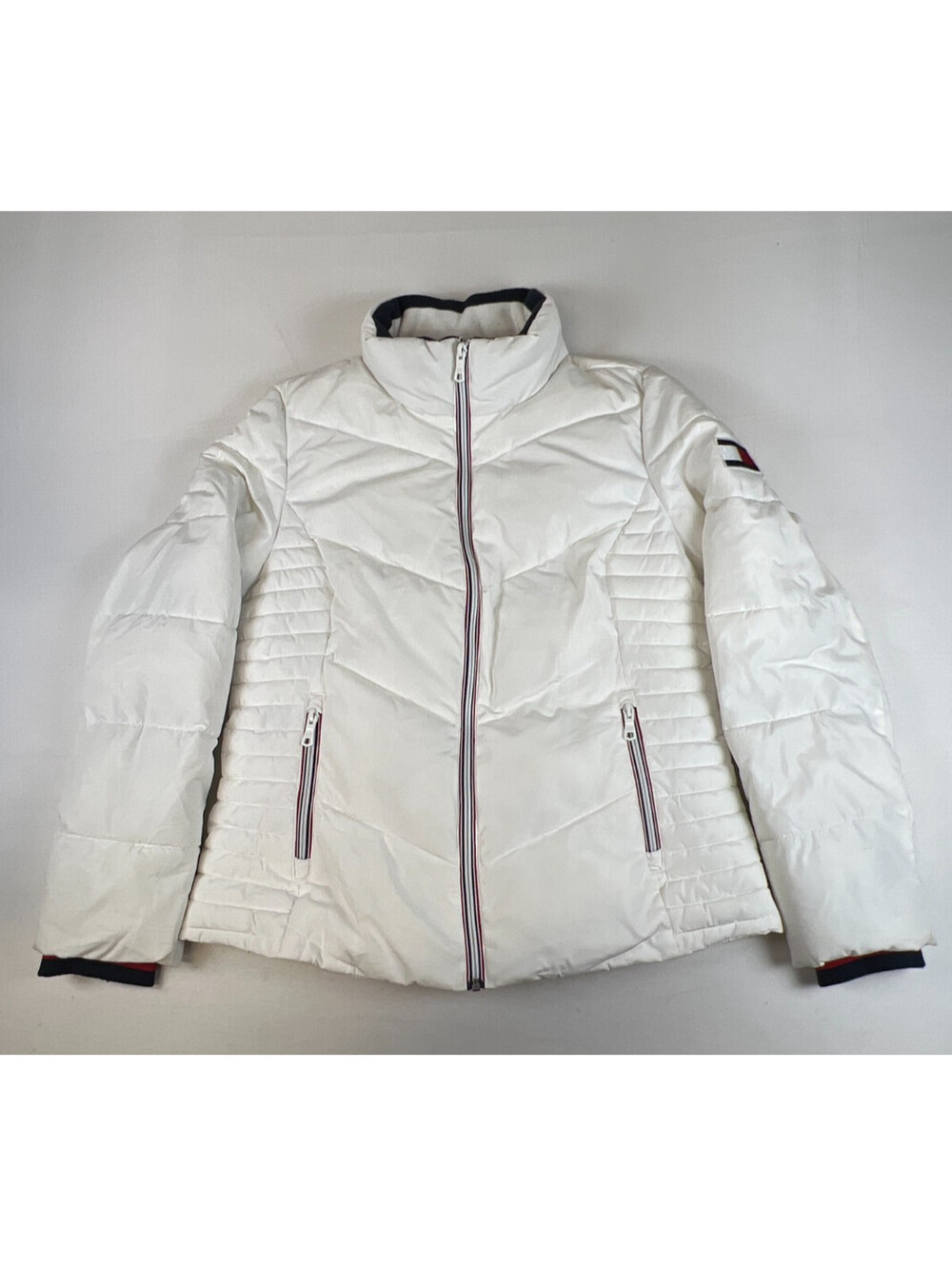 Tommy Hilfiger Women Medium White Puffer Winter Padded Quilted Jacket Coat